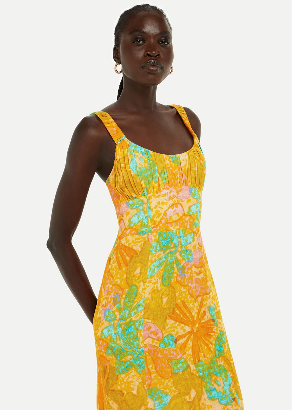 Whistles Palm Floral Carmel Dress Multicolor | US-32076TXYL