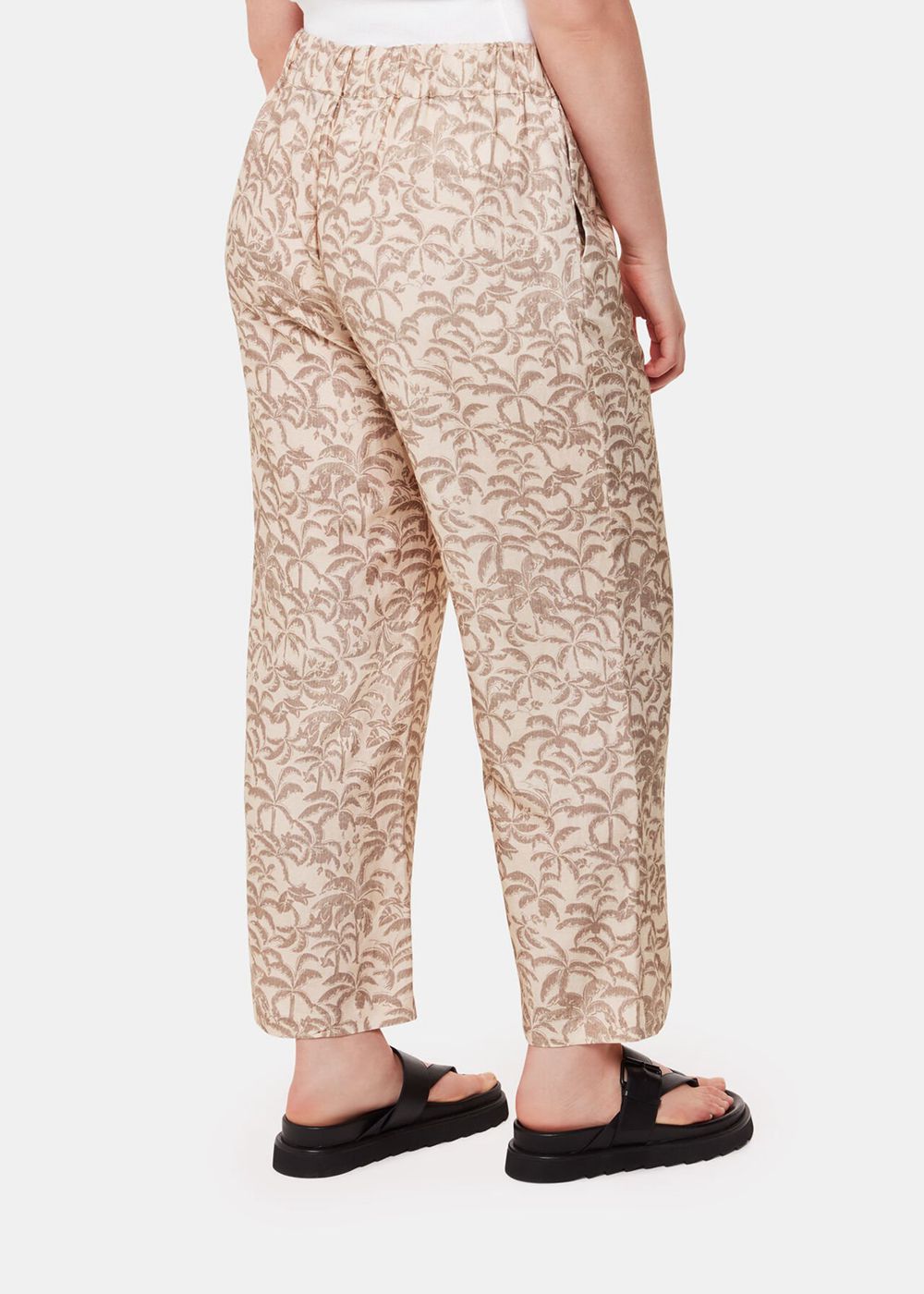 Whistles Palm Print Linen Blend Pants White / Multicolor | US-12480FWBU