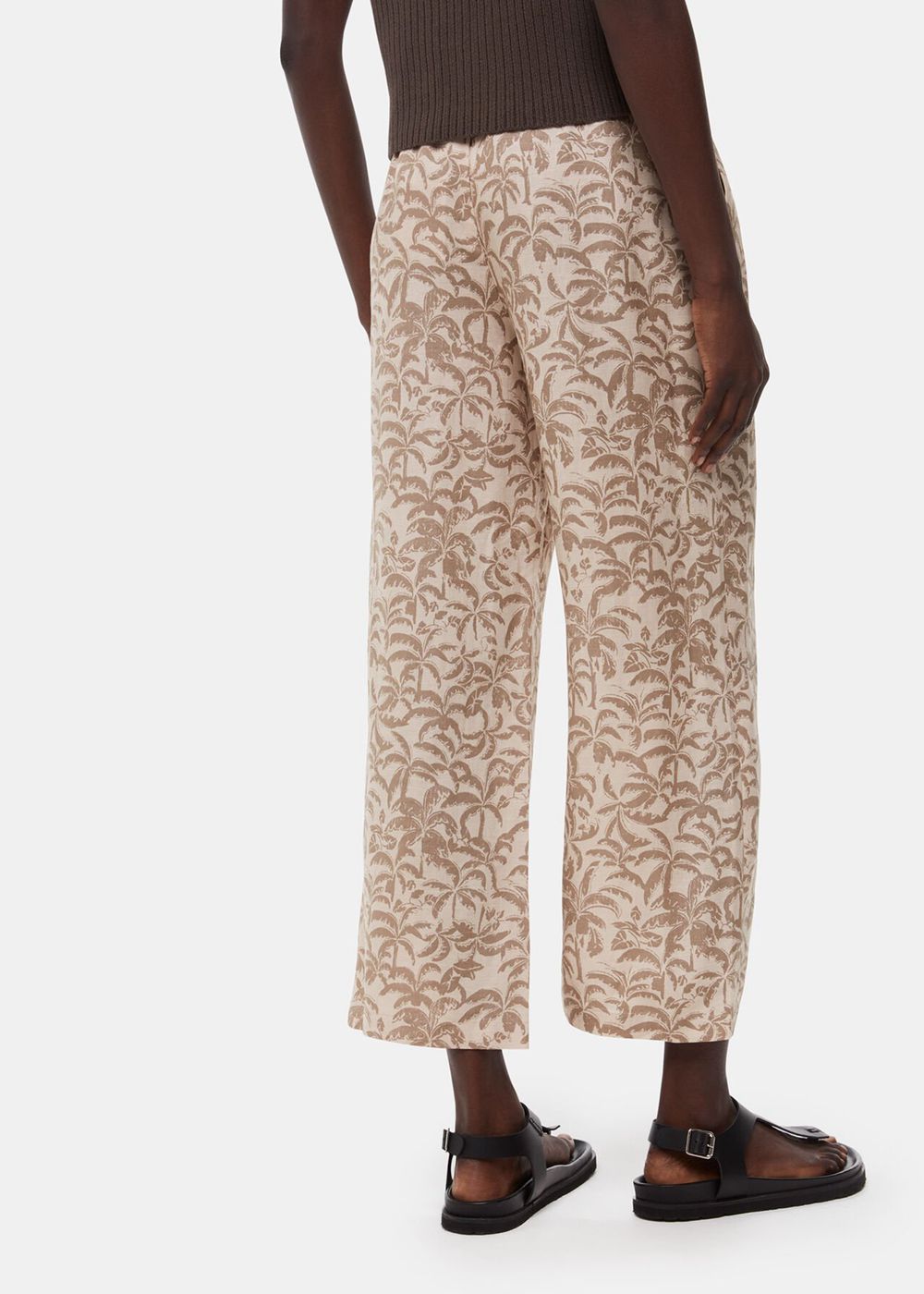 Whistles Palm Print Linen Blend Pants White / Multicolor | US-12480FWBU