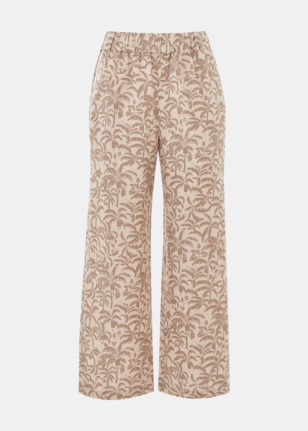 Whistles Palm Print Linen Blend Pants White / Multicolor | US-12480FWBU