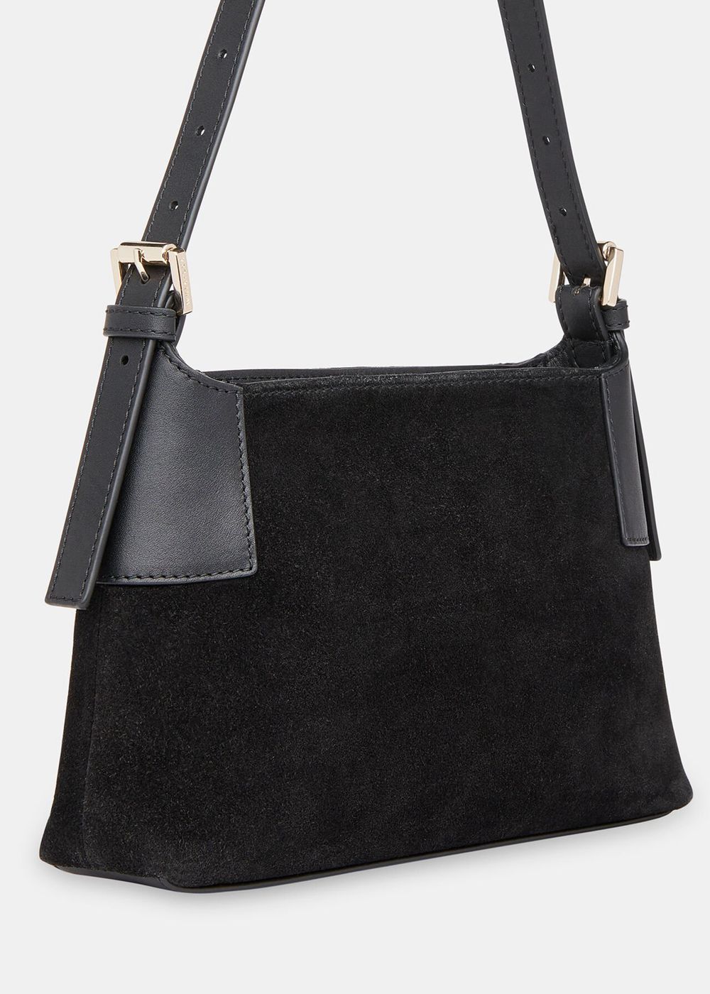 Whistles Paloma Small Suede Shoulder Bags Black | US-35418UKEV