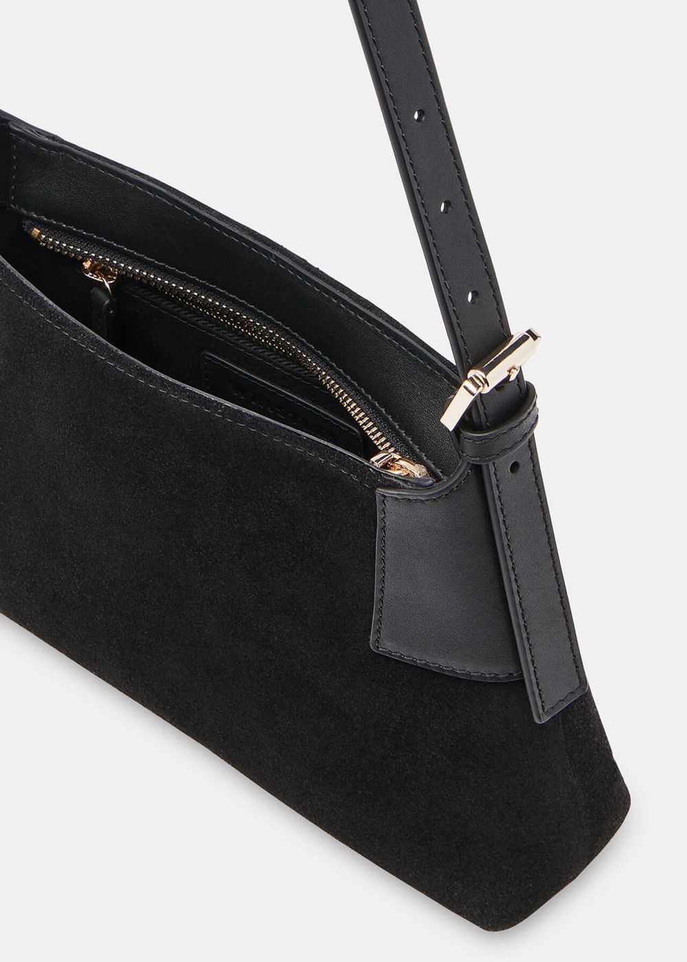 Whistles Paloma Small Suede Shoulder Bags Black | US-35418UKEV