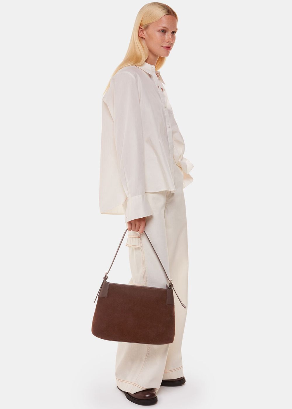 Whistles Paloma Suede Shoulder Bags Chocolate | US-72086OHYV