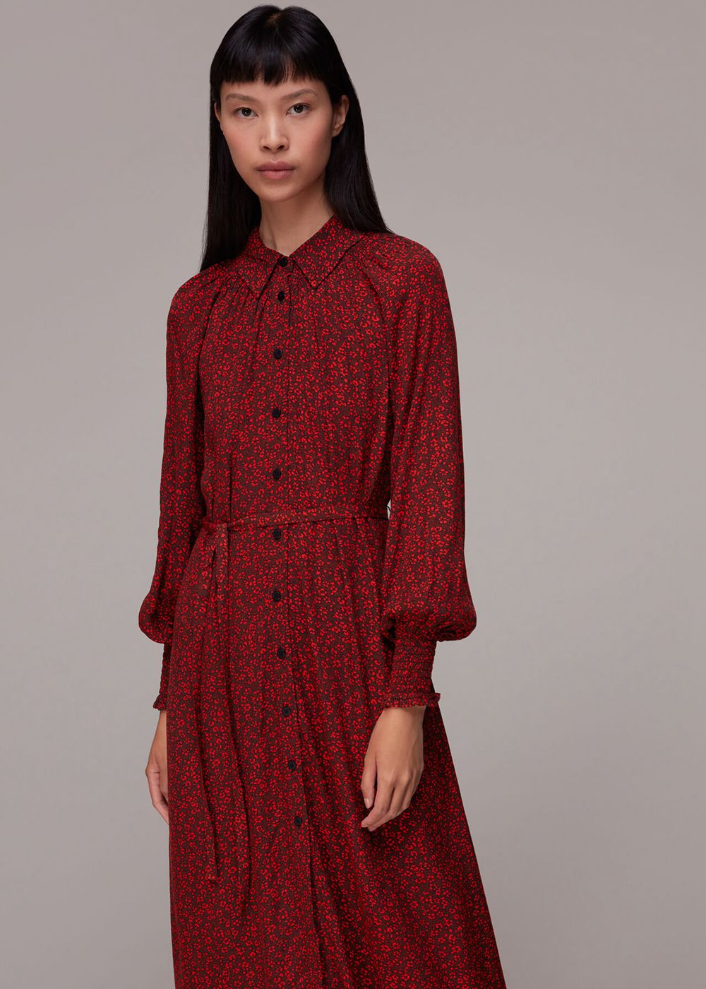 Whistles Pansy Dot Shirt Dress Red / Multicolor | US-57104CZOK