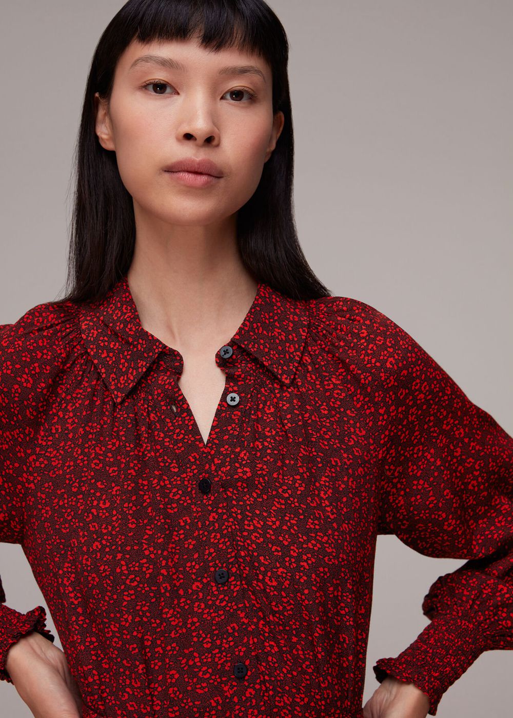 Whistles Pansy Dot Shirt Dress Red / Multicolor | US-57104CZOK