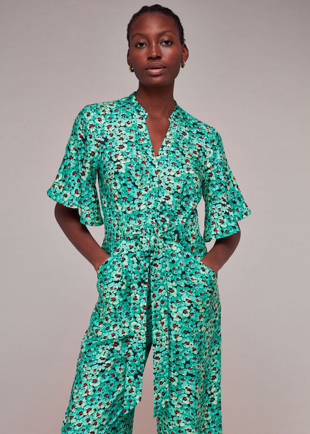 Whistles Pansy Meadow Jumpsuit Green / Multicolor | US-18492BNIU