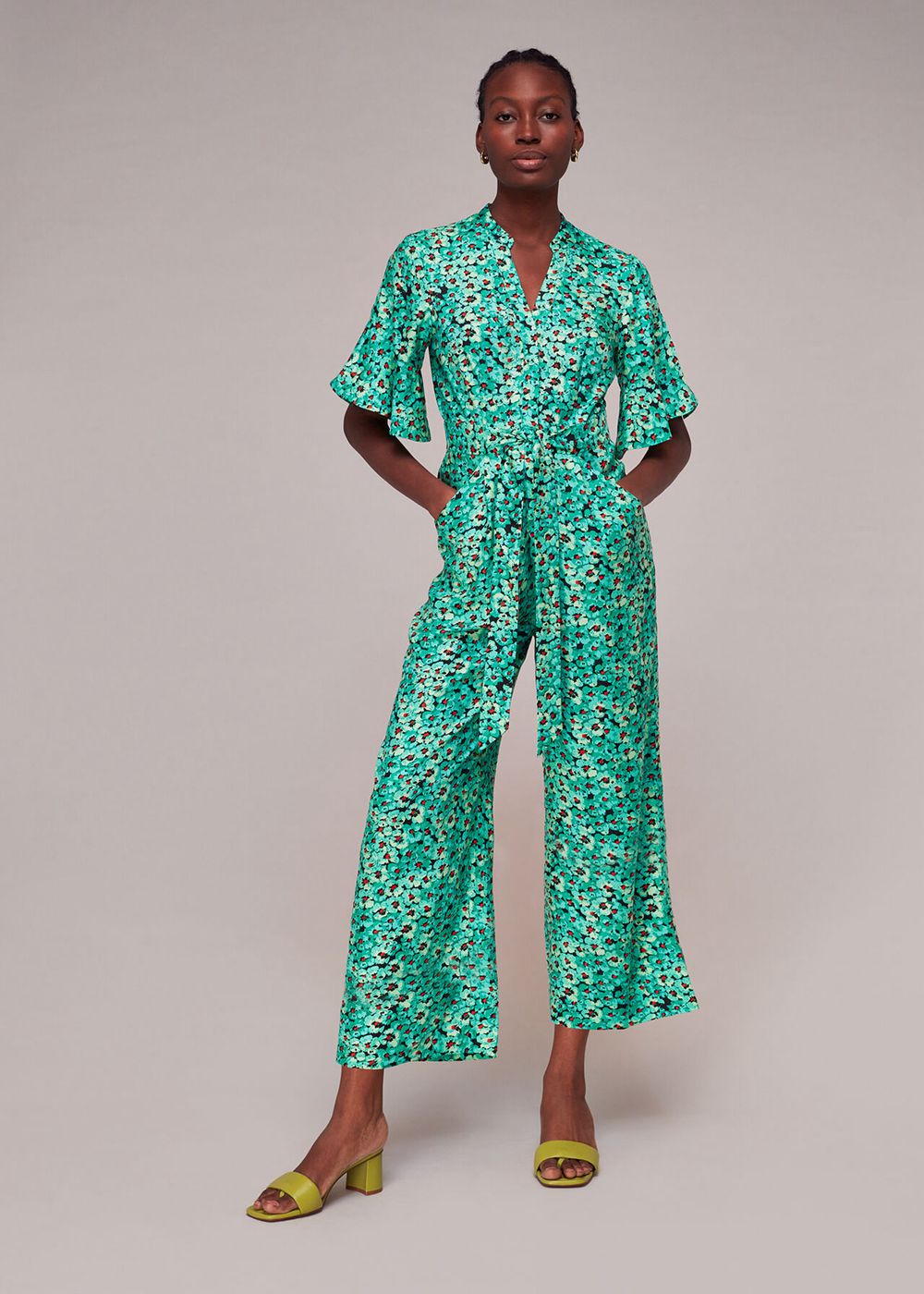 Whistles Pansy Meadow Jumpsuit Green / Multicolor | US-18492BNIU