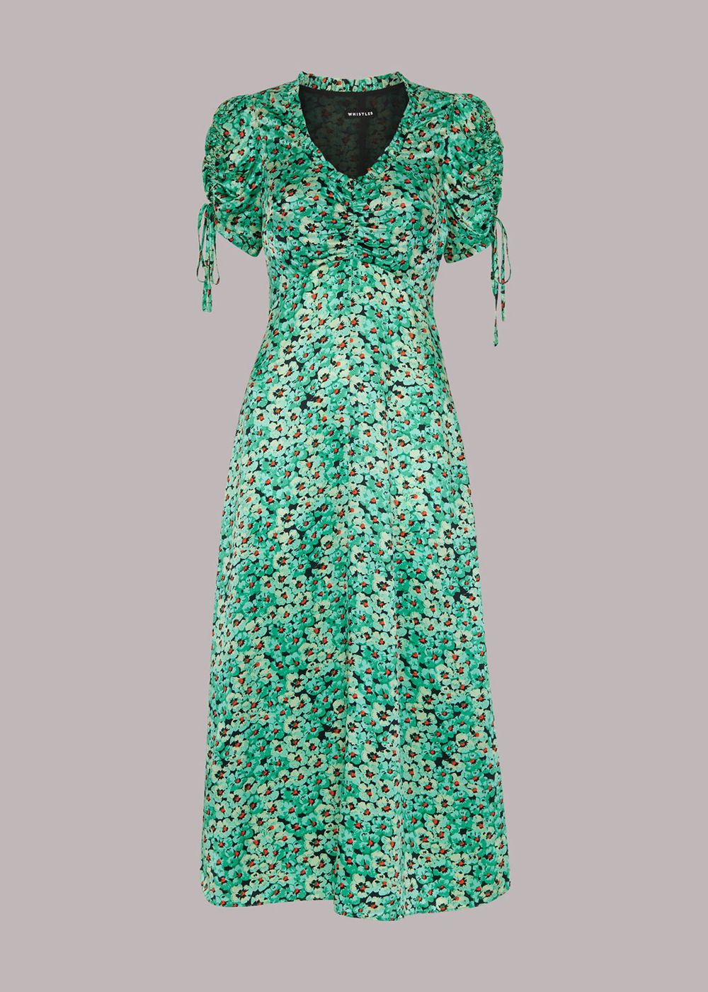 Whistles Pansy Meadow Silk Mix Dress Green / Multicolor | US-75409BCAM