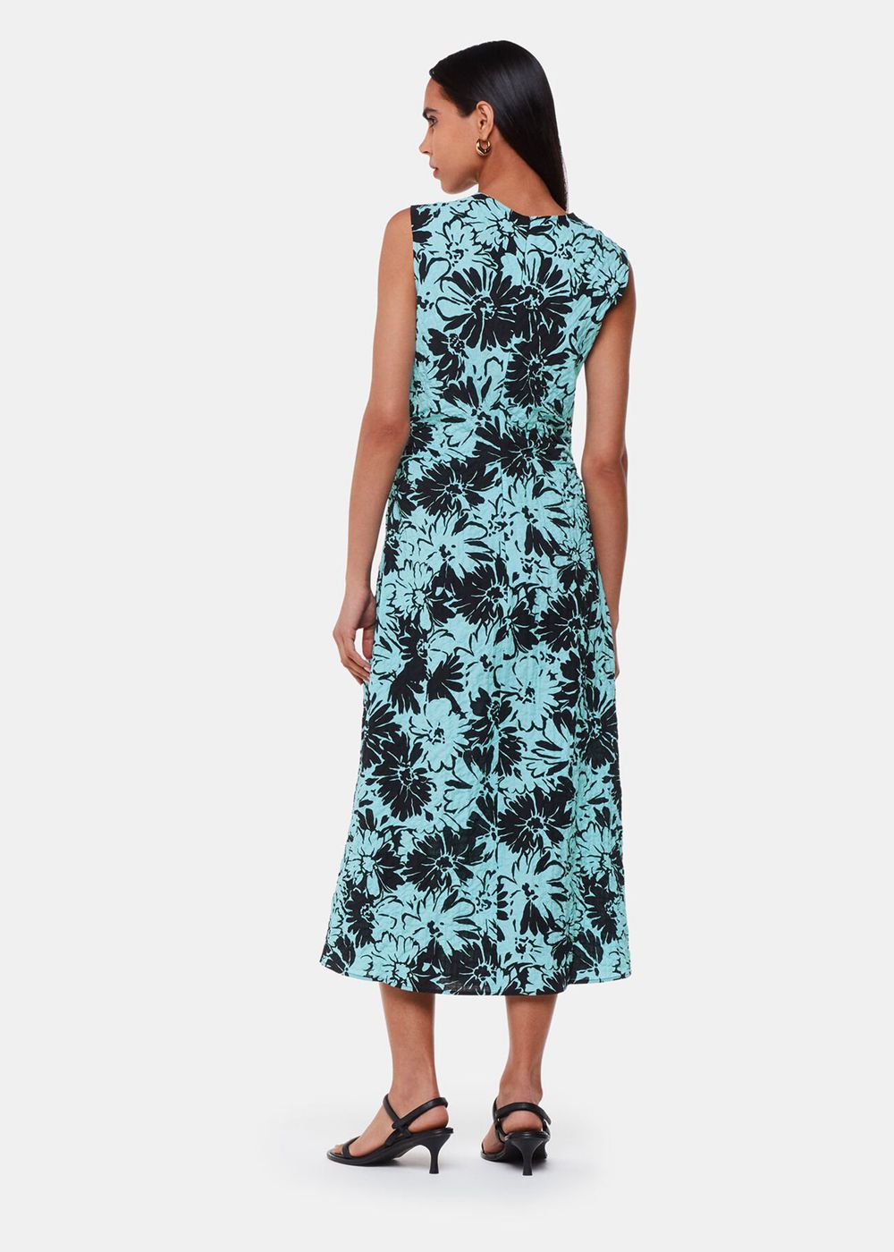 Whistles Pansy Print Textured Dress Blue / Multicolor | US-67092WOSU