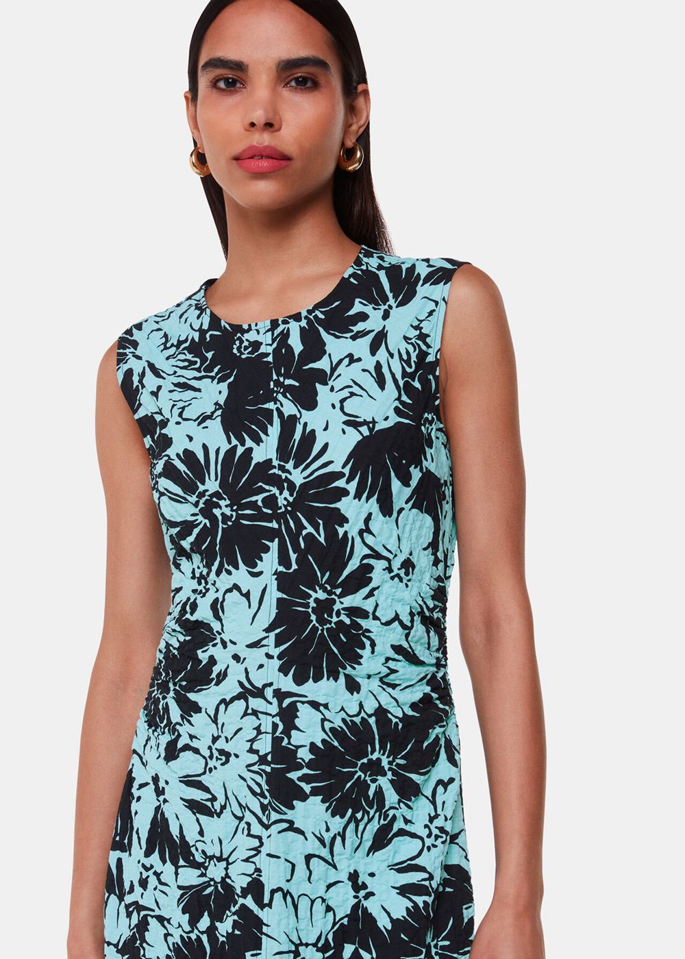 Whistles Pansy Print Textured Dress Blue / Multicolor | US-67092WOSU