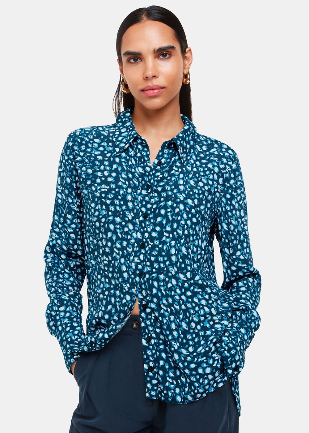 Whistles Pastel Leopard Print Shirts Turquoise / Multicolor | US-87014NWAL