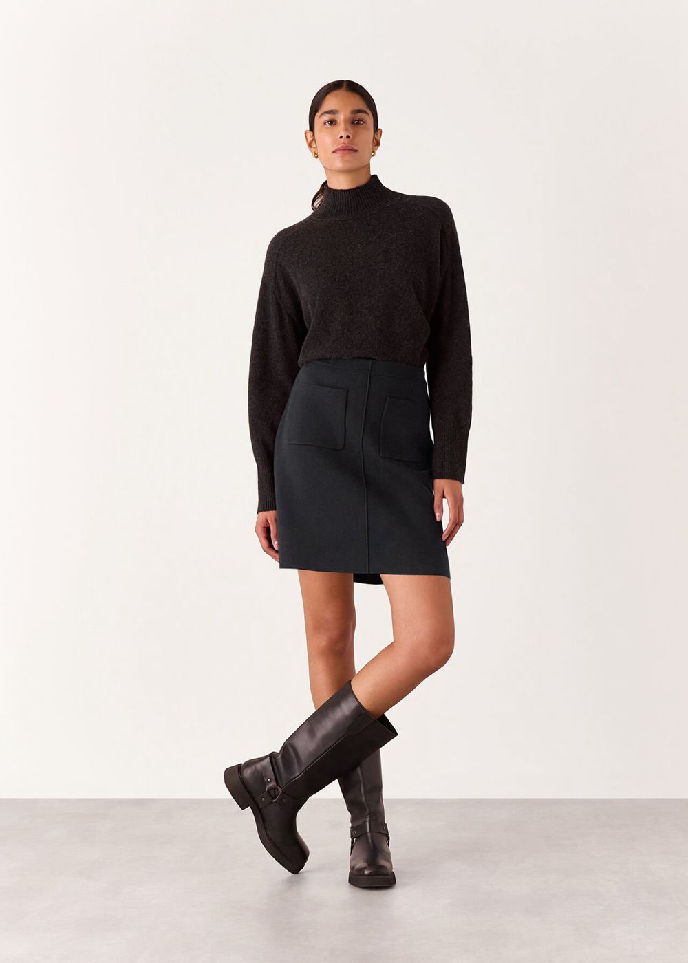 Whistles Patch Pocket Knitted Skirts Black | US-18206EYMT