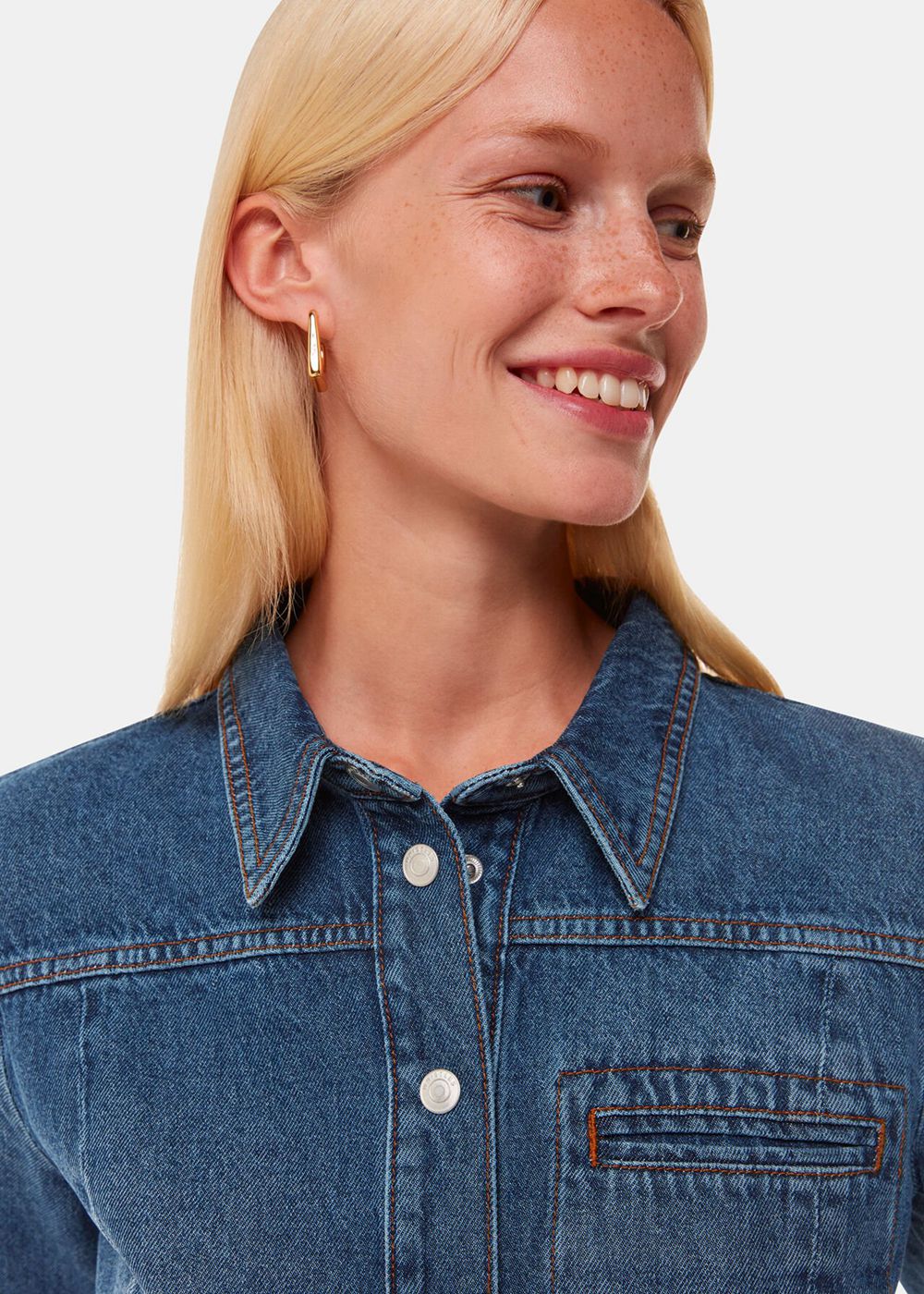 Whistles Patchwork Denim Shirts Blue | US-86479UAKE