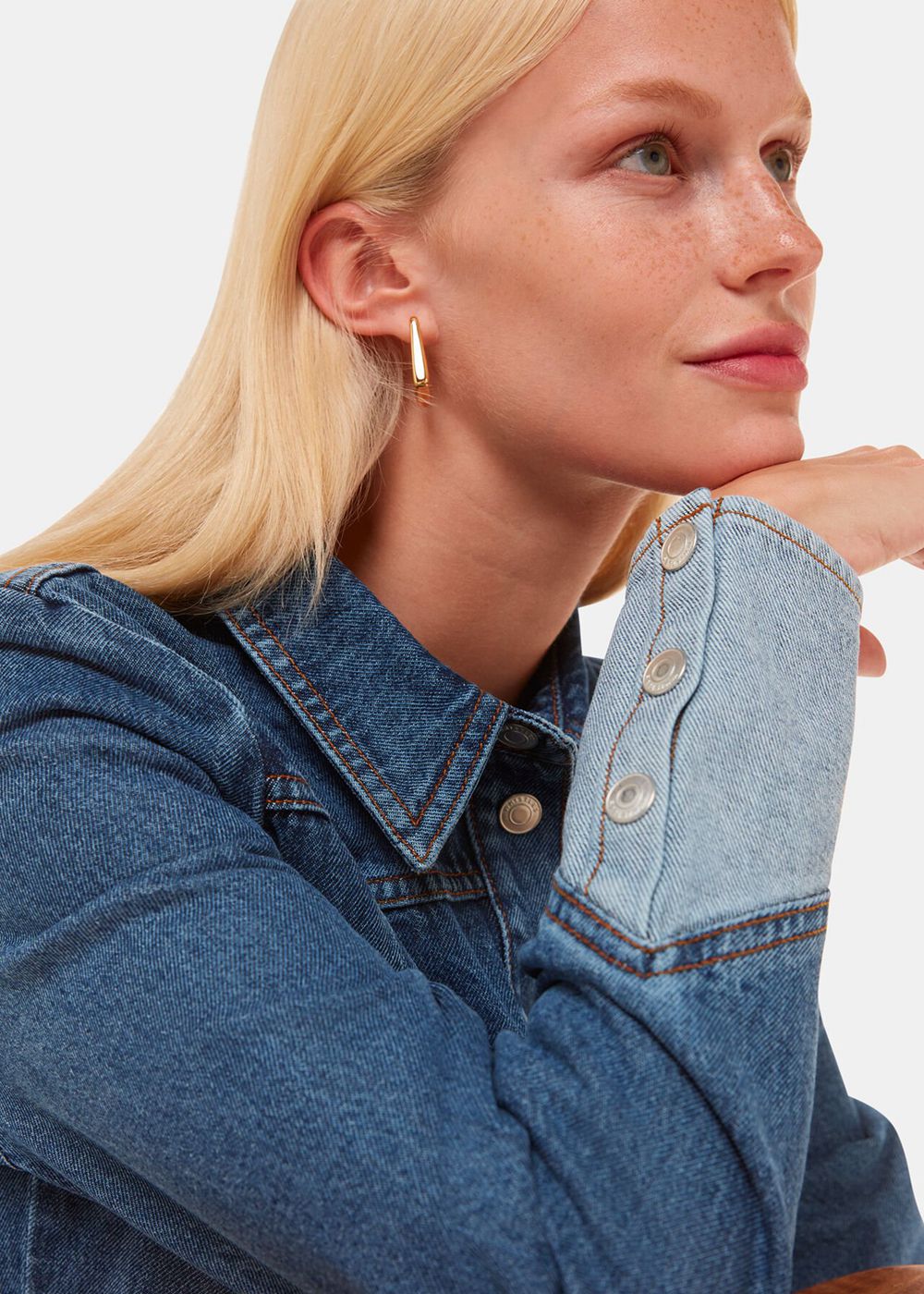 Whistles Patchwork Denim Shirts Blue | US-86479UAKE