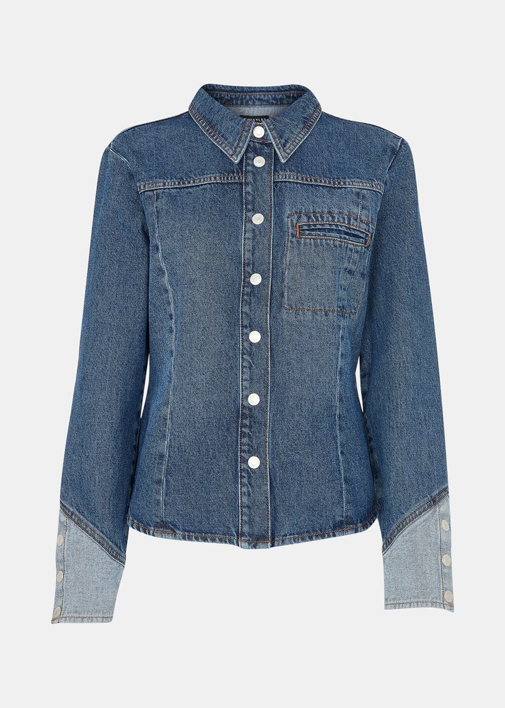 Whistles Patchwork Denim Shirts Blue | US-86479UAKE