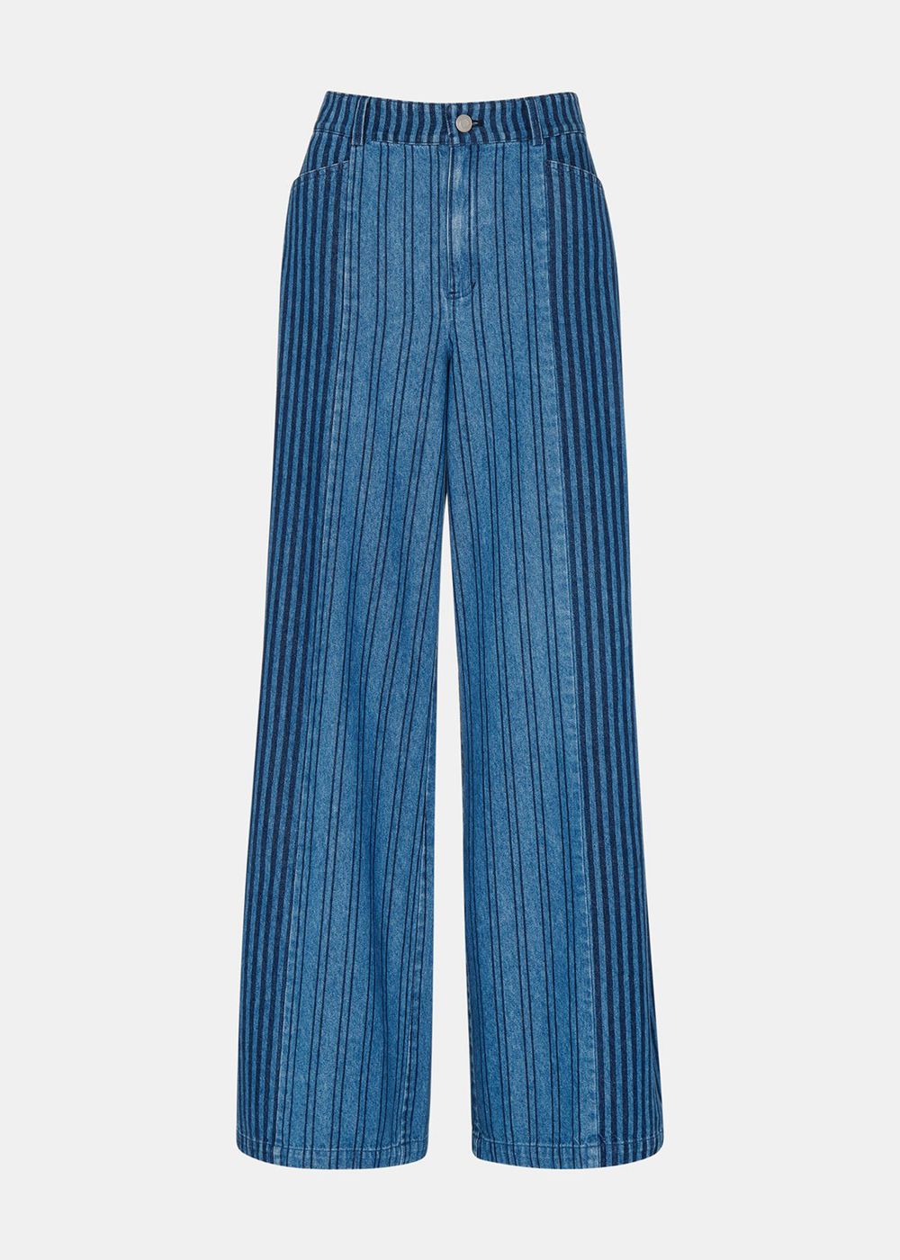 Whistles Patchwork Vertical Stripe Jeans Blue | US-39758XOBC