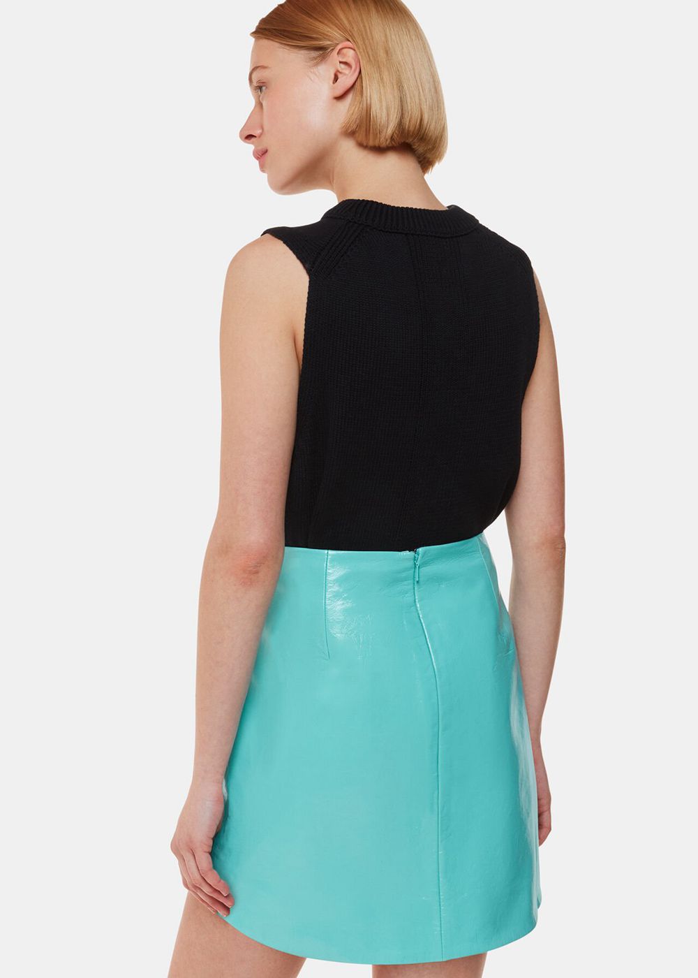 Whistles Patent Leather Mini Skirts Turquoise | US-60783ZAQE