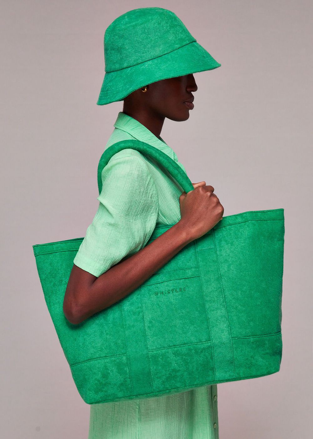 Whistles Penny Oversized Towelling Tote Bags Green | US-97041LRYS