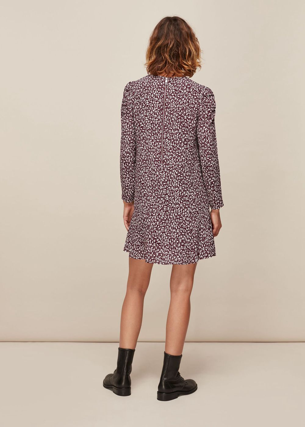 Whistles People Print Georgina Dress Burgundy | US-14973YSHD