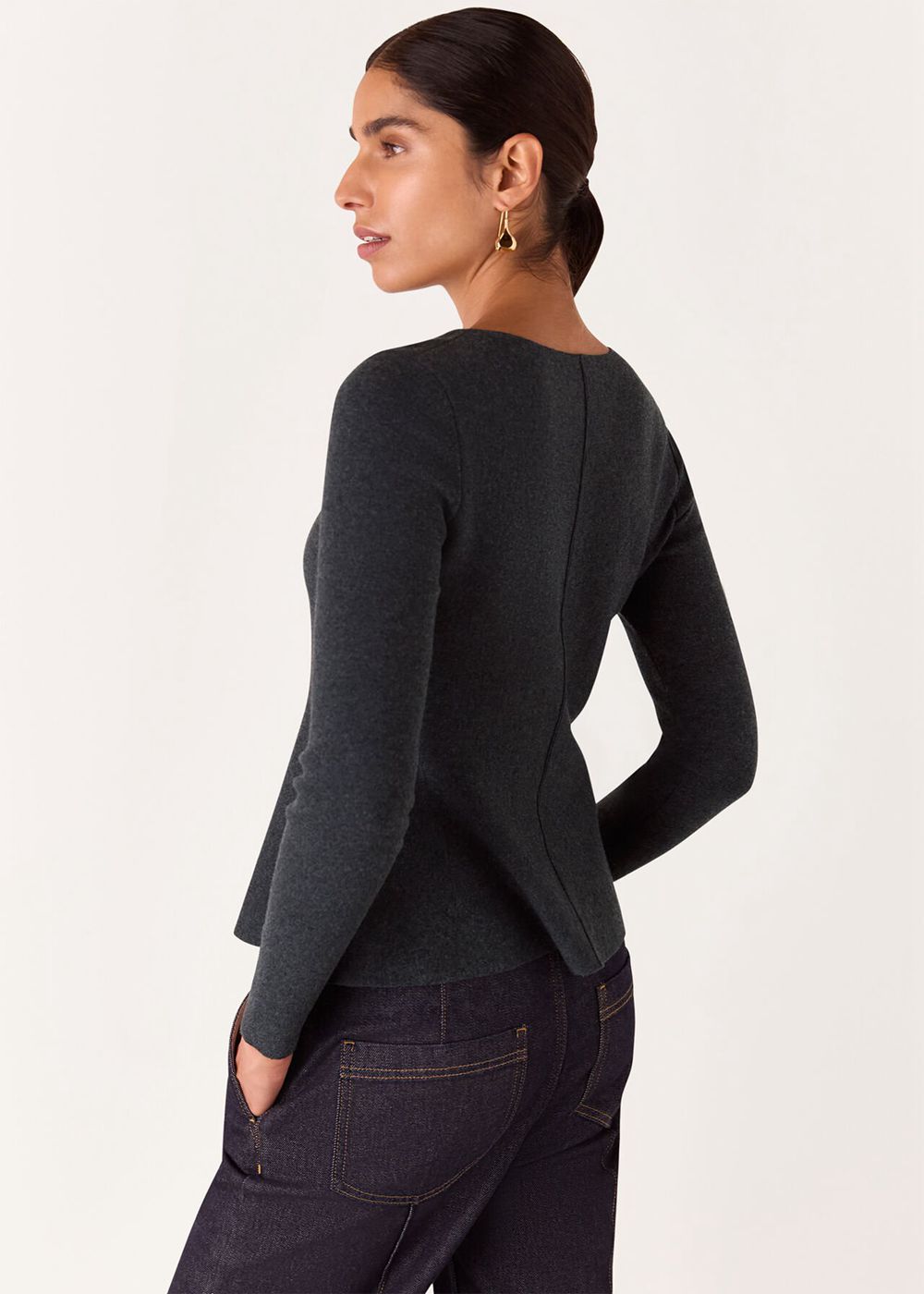 Whistles Peplum Detail Knitwear Dark Grey | US-83174CDXU