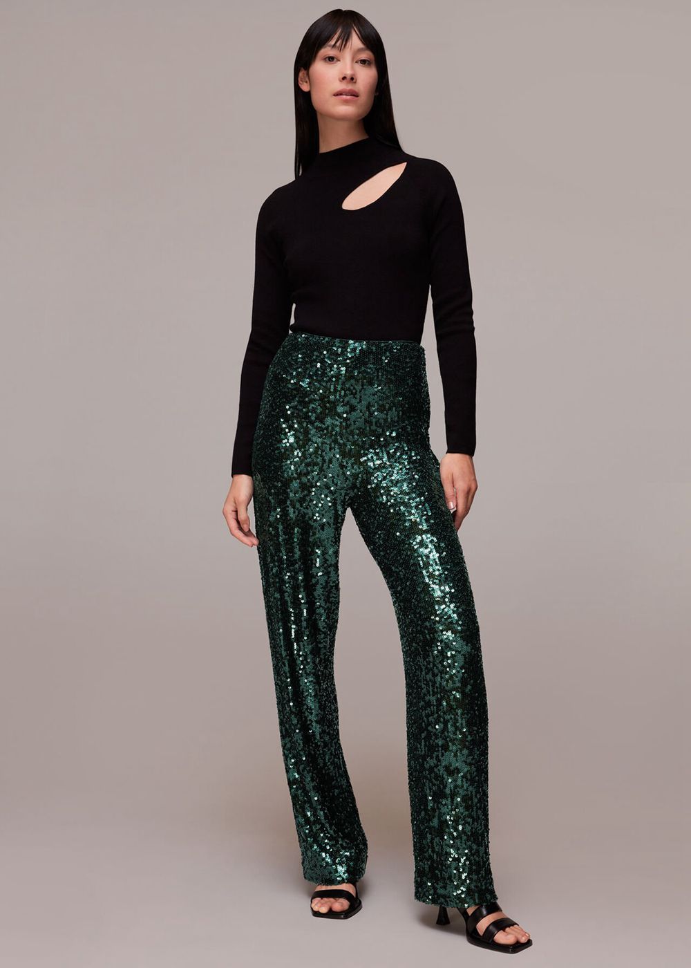 Whistles Petra Sequin Pants Dark Green | US-95041NDRQ