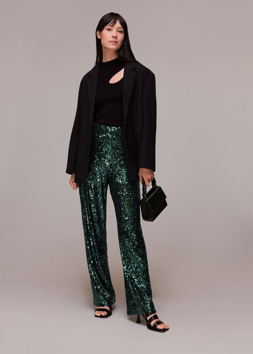 Whistles Petra Sequin Pants Dark Green | US-95041NDRQ