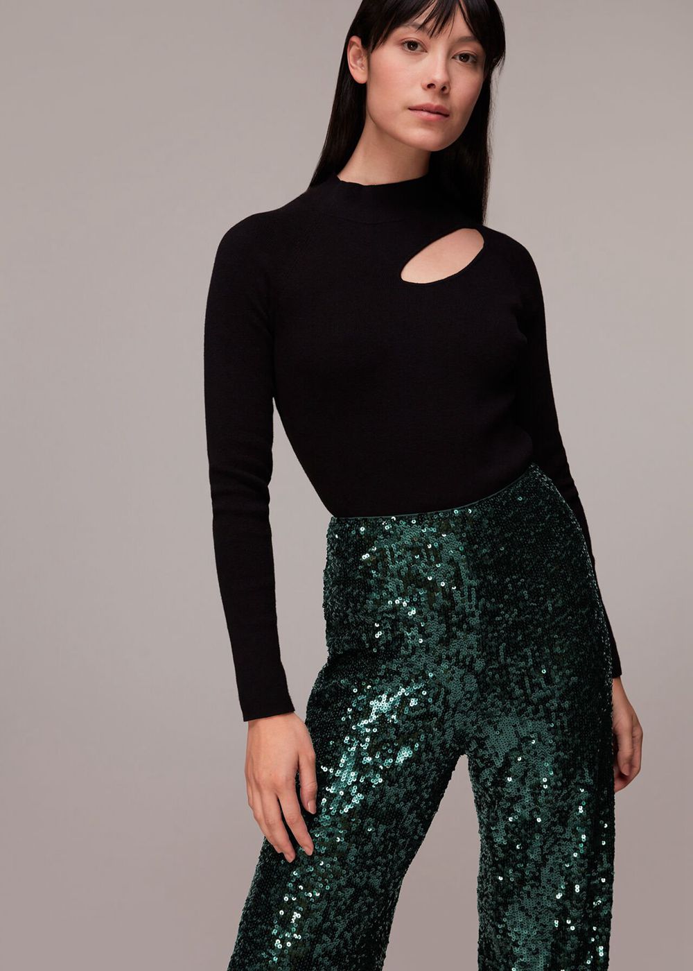 Whistles Petra Sequin Pants Dark Green | US-95041NDRQ