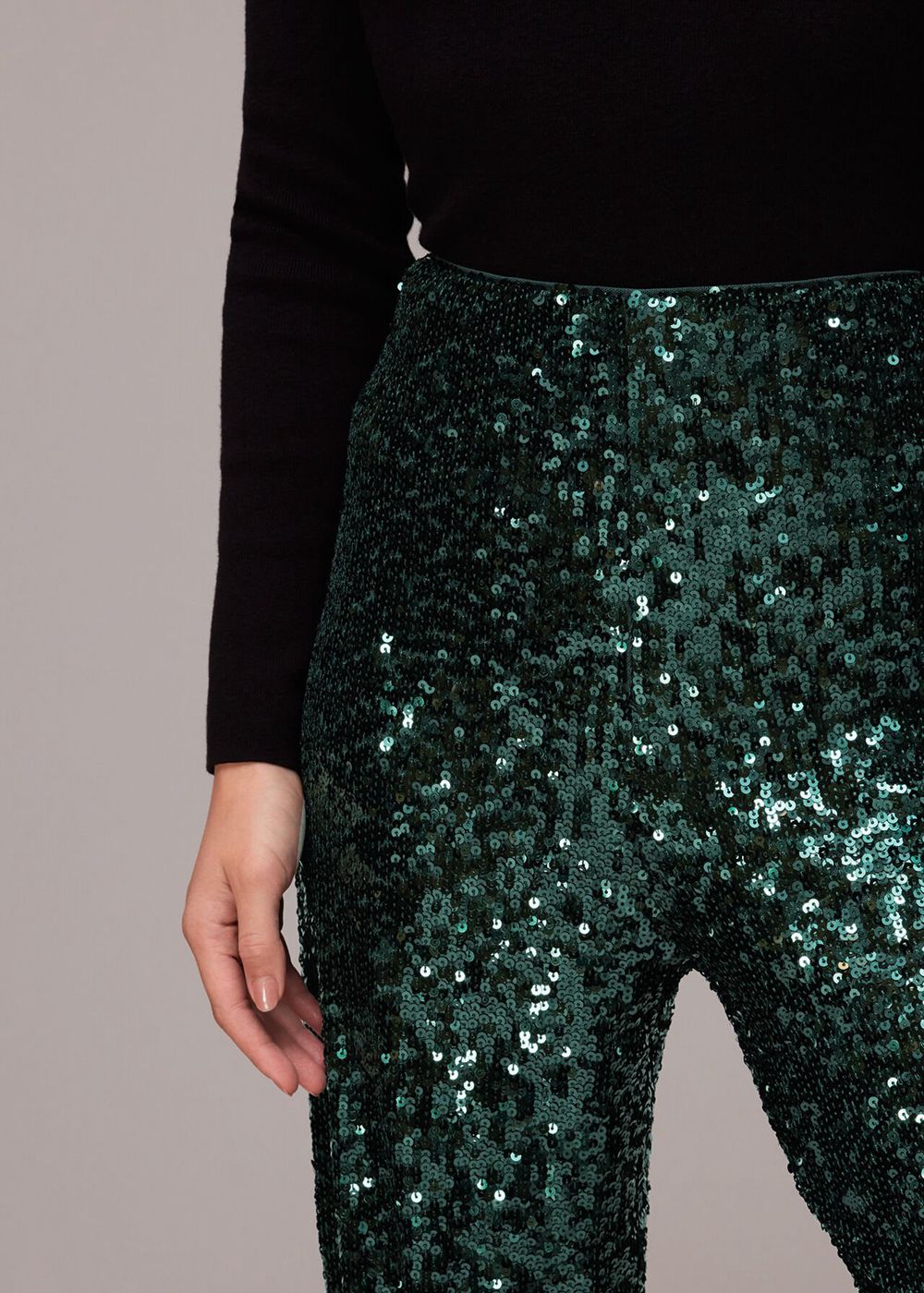 Whistles Petra Sequin Pants Dark Green | US-95041NDRQ