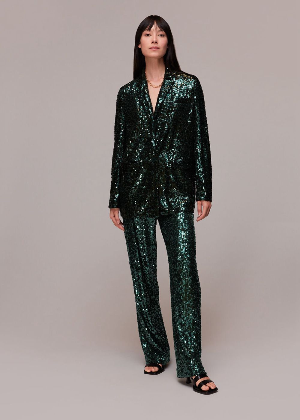 Whistles Petra Sequin Pants Dark Green | US-95041NDRQ