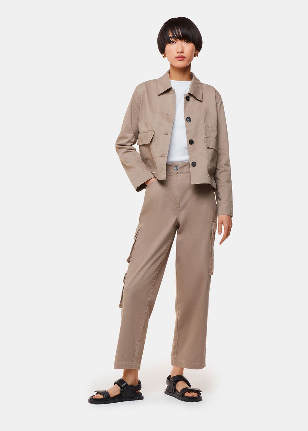 Whistles Phoebe Casual Utility Pants Grey Brown | US-56793EBZR