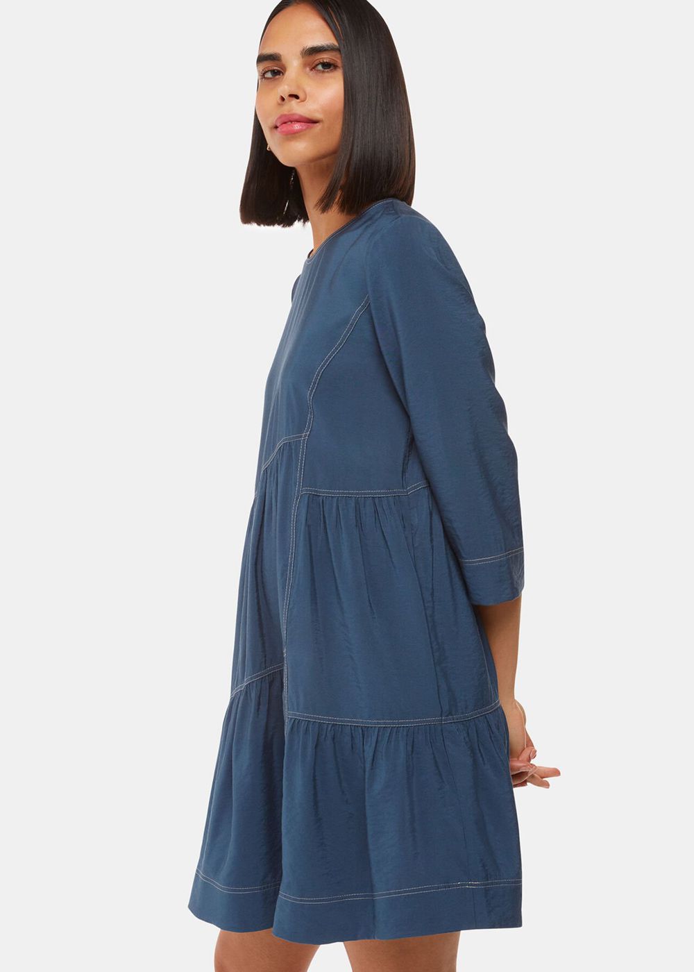 Whistles Phoebe Seam Trapeze Dress Blue | US-61479DWLE