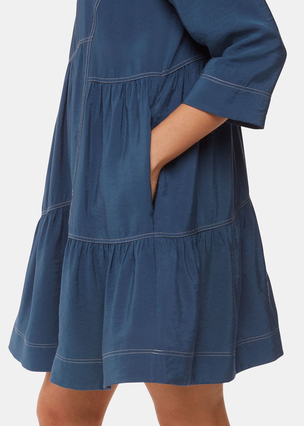 Whistles Phoebe Seam Trapeze Dress Blue | US-61479DWLE