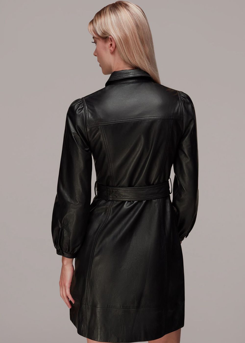 Whistles Phoebe Short Leather Dress Black | US-17942QKOR