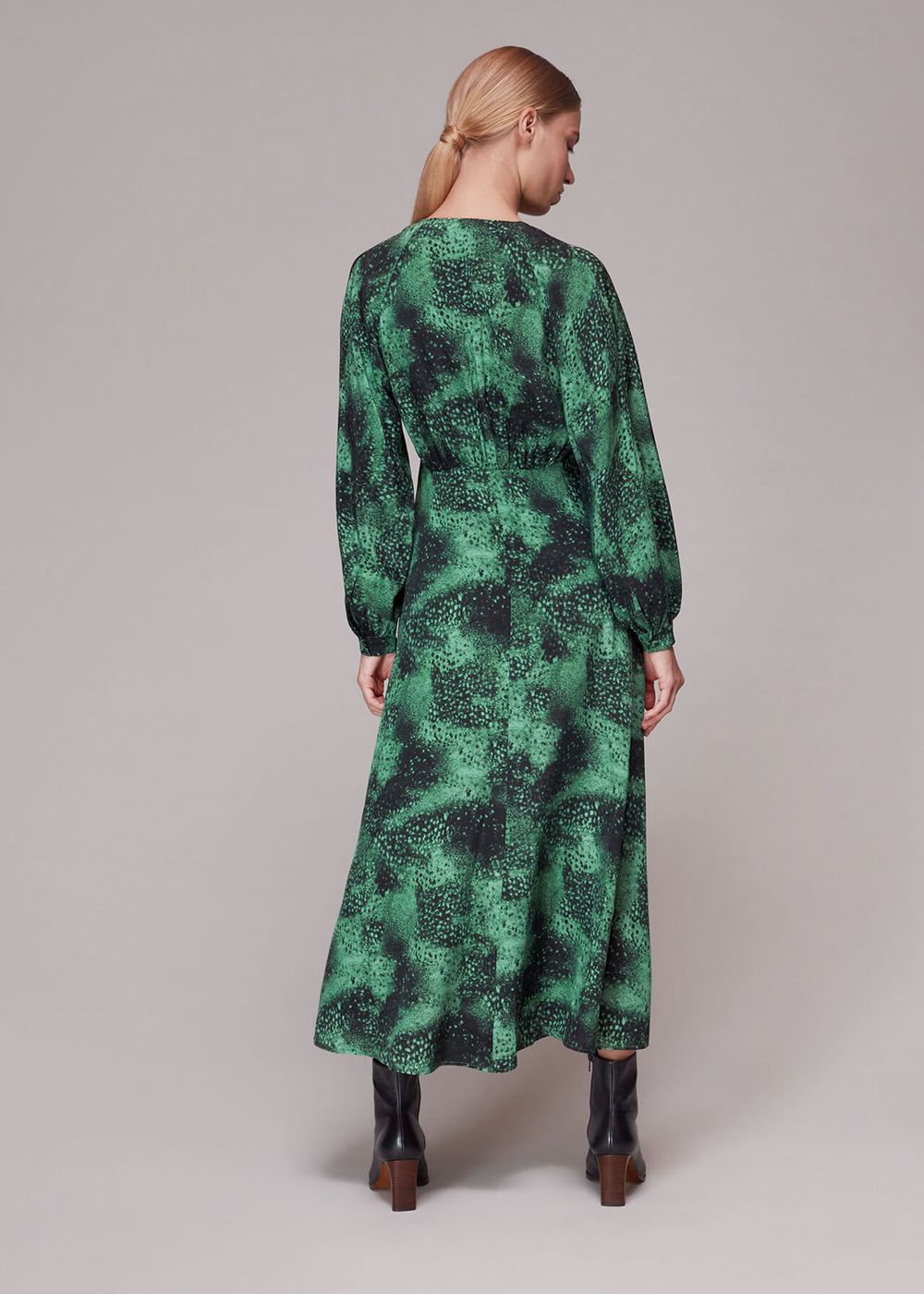 Whistles Photographic Animal Silk Dress Green / Multicolor | US-24701SNIP