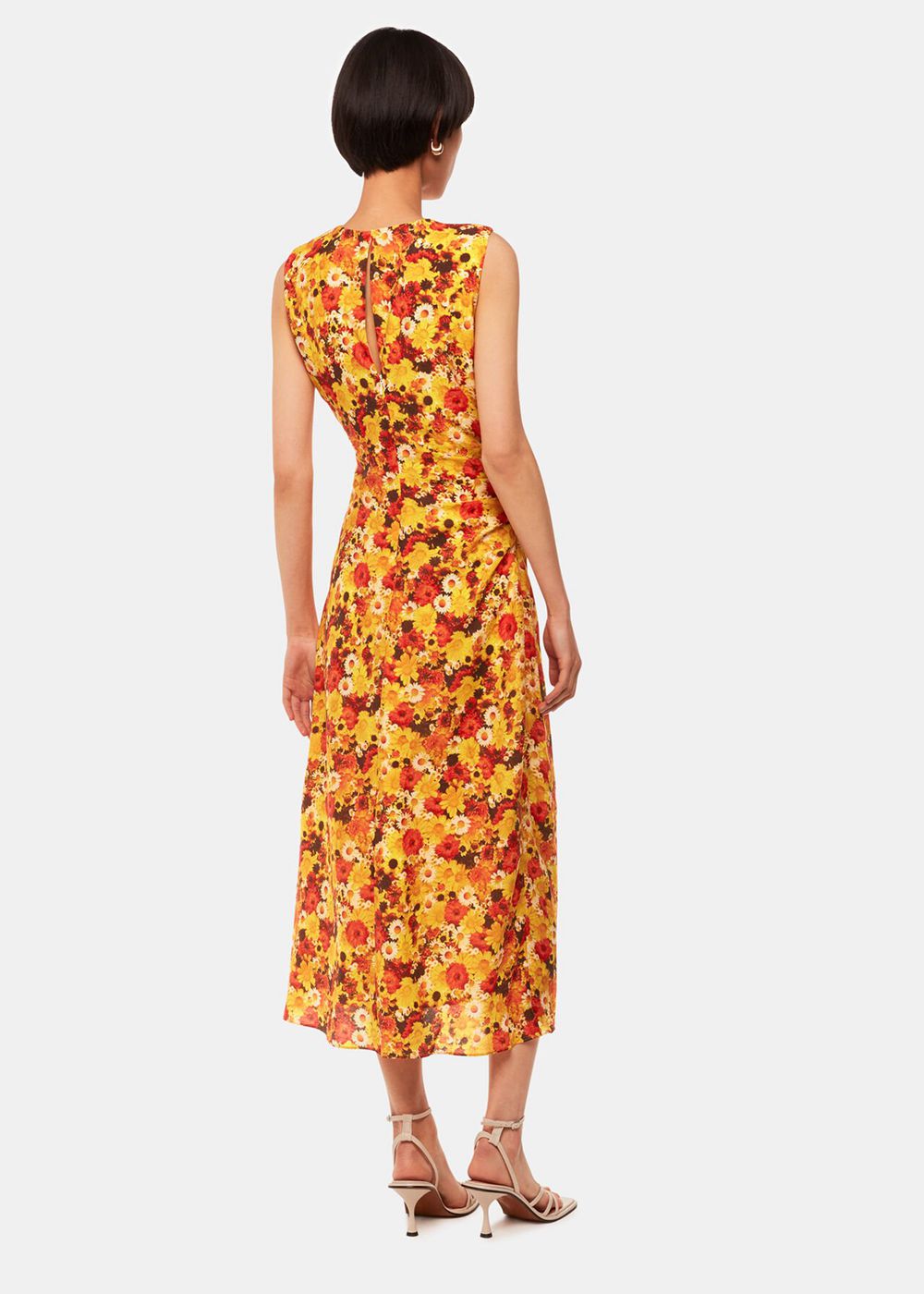 Whistles Photographic Daisy Midi Dress Orange / Multicolor | US-72194DTYL