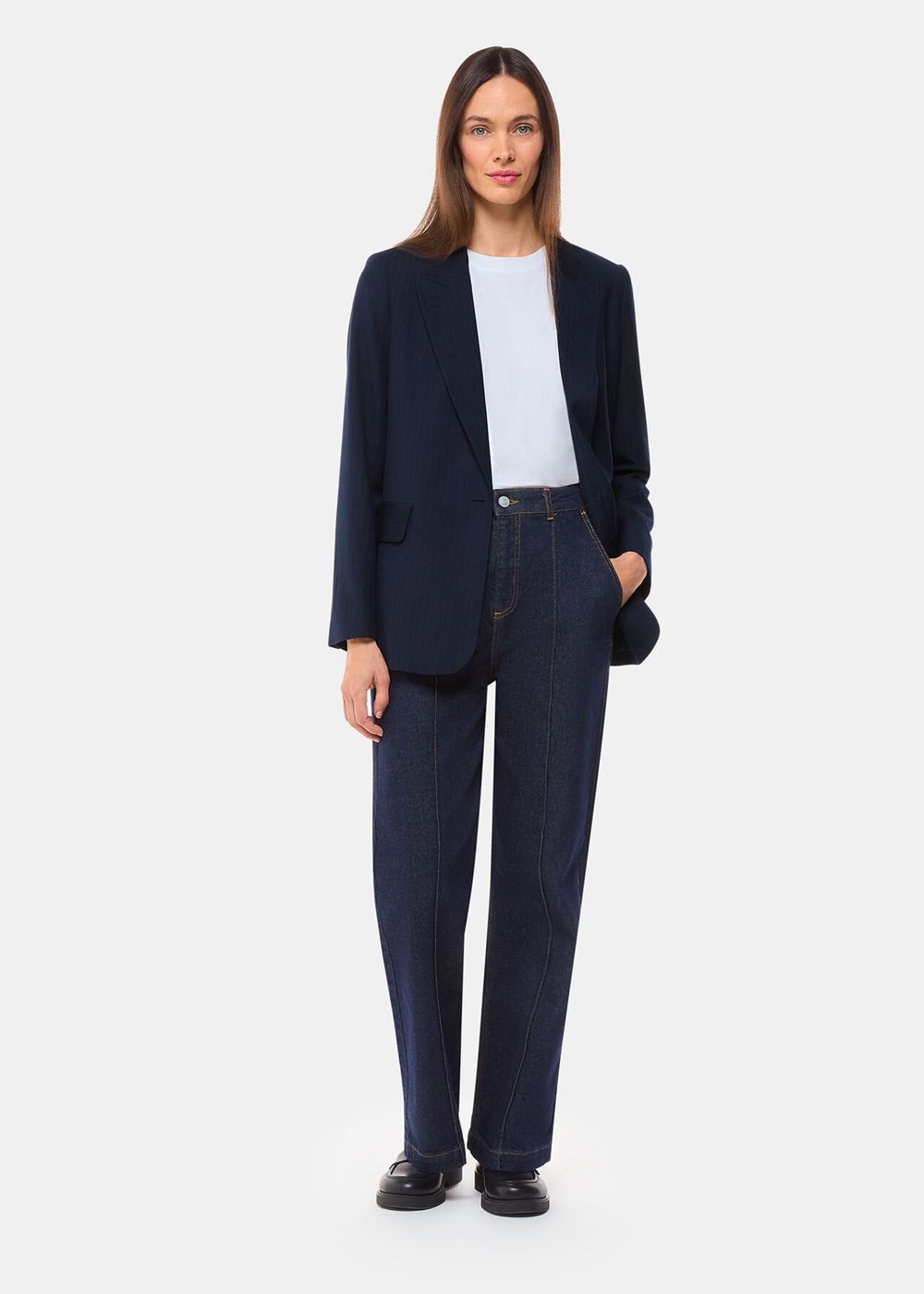 Whistles Pinstripe Blazer Navy / Multicolor | US-13564JBON