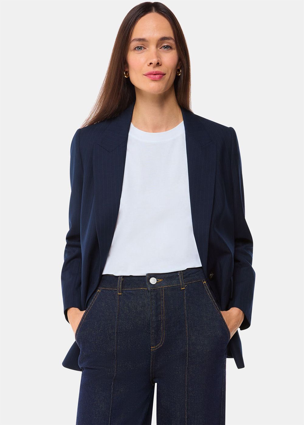 Whistles Pinstripe Blazer Navy / Multicolor | US-13564JBON