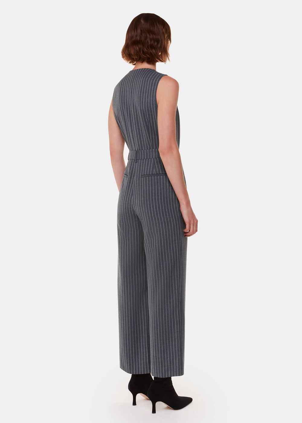 Whistles Pinstripe Jumpsuit Grey / Multicolor | US-97610TXZY