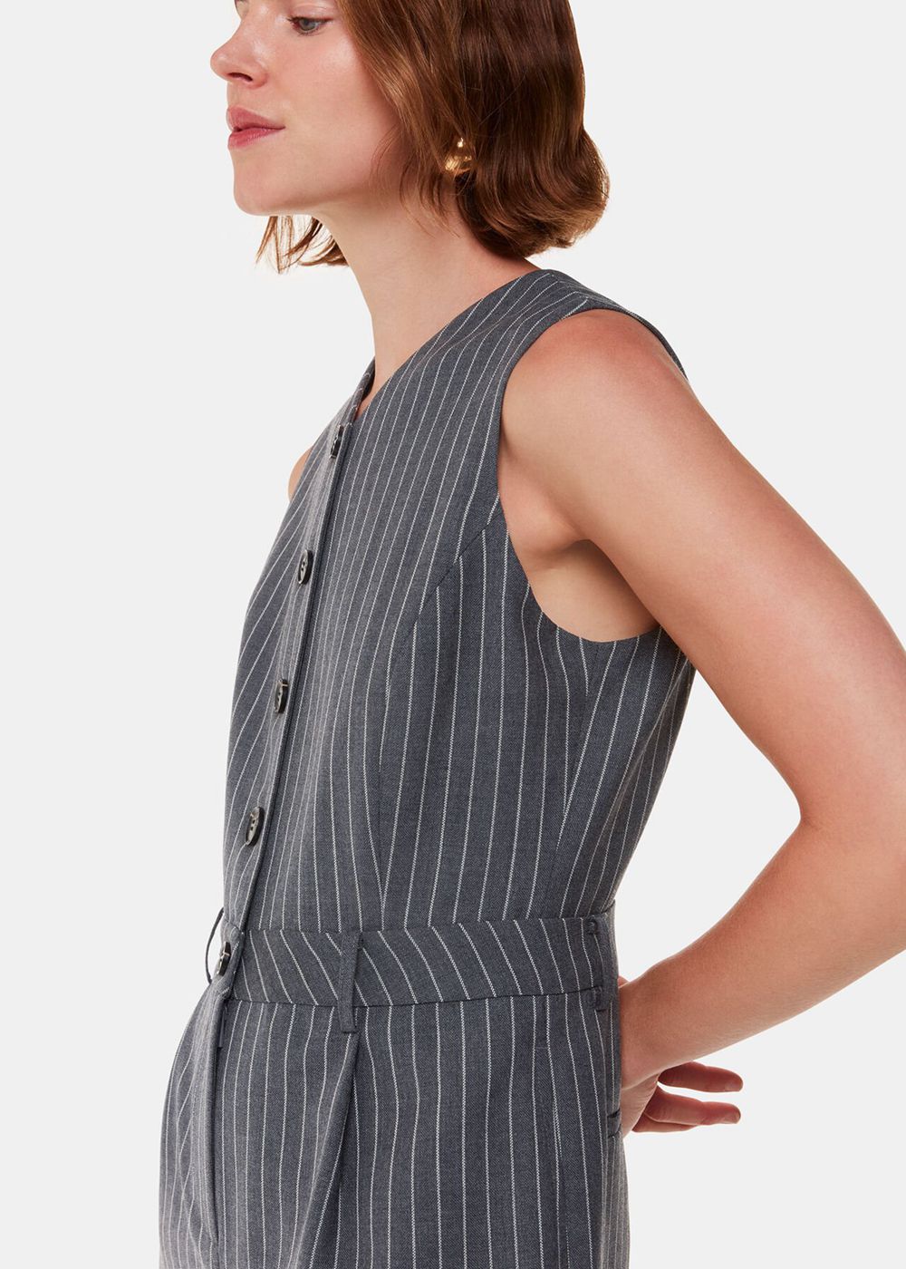 Whistles Pinstripe Jumpsuit Grey / Multicolor | US-97610TXZY