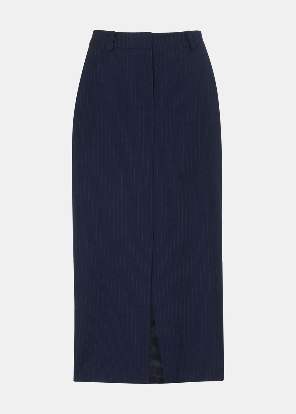 Whistles Pinstripe Tailored Midi Skirts Navy / Multicolor | US-62459RLMU