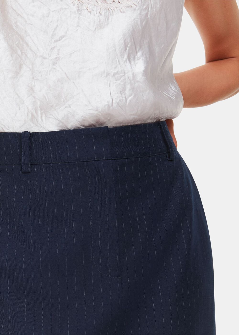 Whistles Pinstripe Tailored Midi Skirts Navy / Multicolor | US-15026BWER