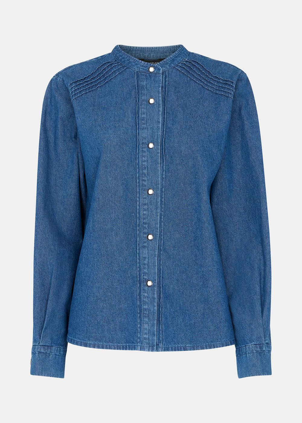 Whistles Pintuck Detail Denim Shirts Blue | US-57034EYHL