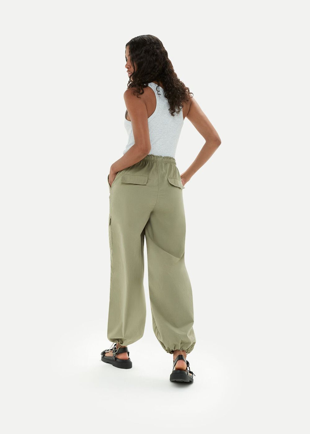 Whistles Pippa Parachute Pants Olive Green | US-94521NXCZ