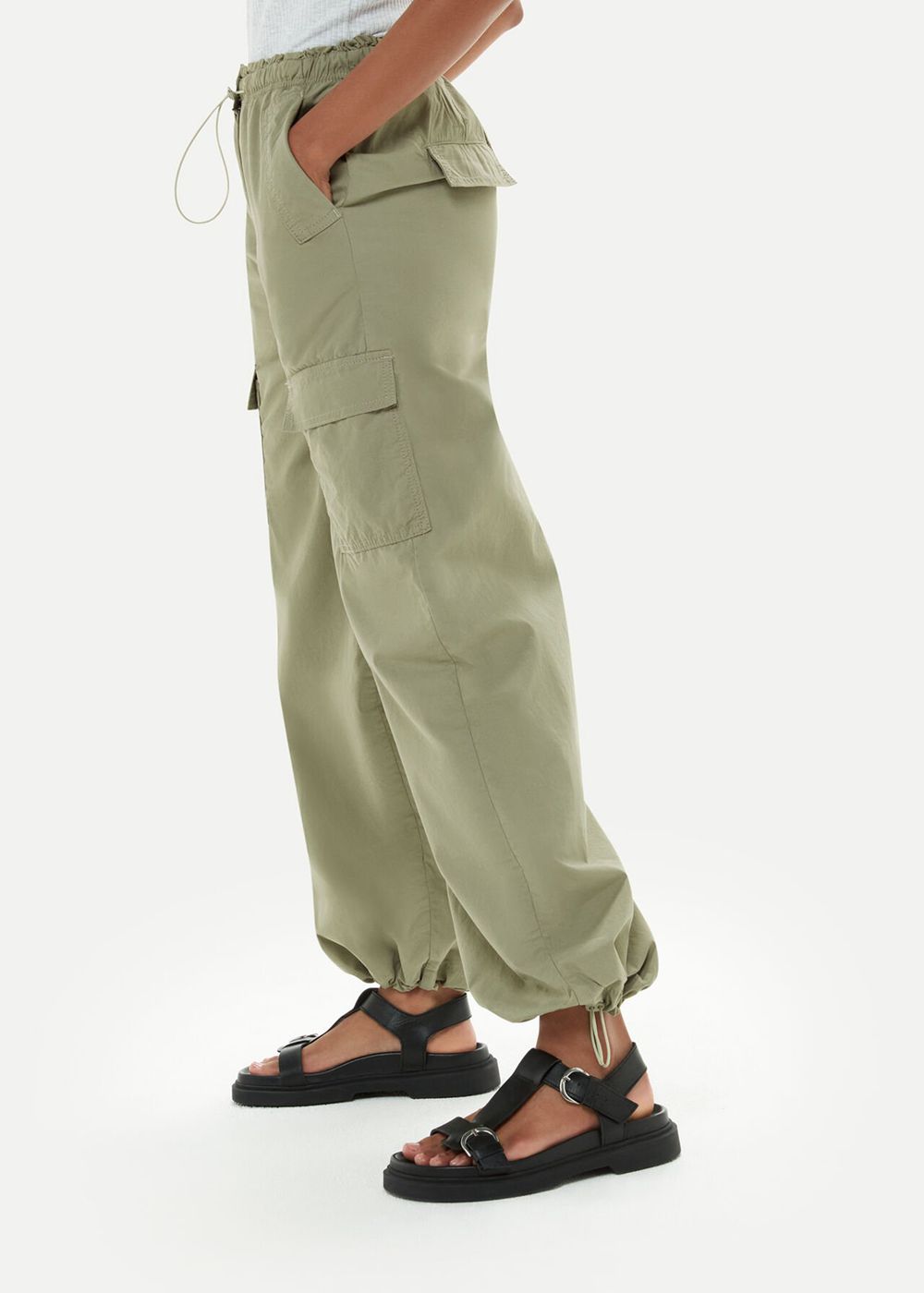 Whistles Pippa Parachute Pants Olive Green | US-94521NXCZ