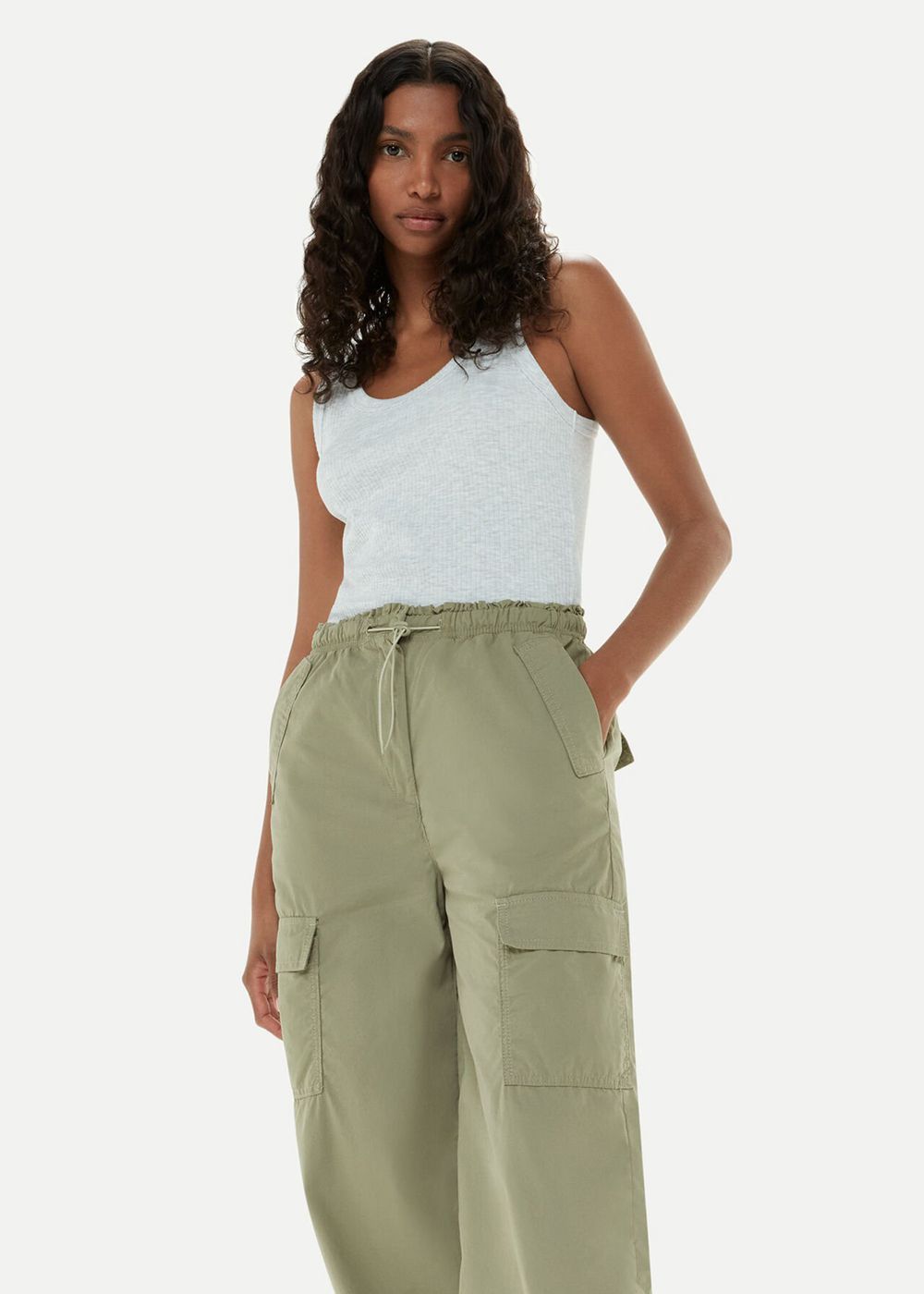 Whistles Pippa Parachute Pants Olive Green | US-94521NXCZ