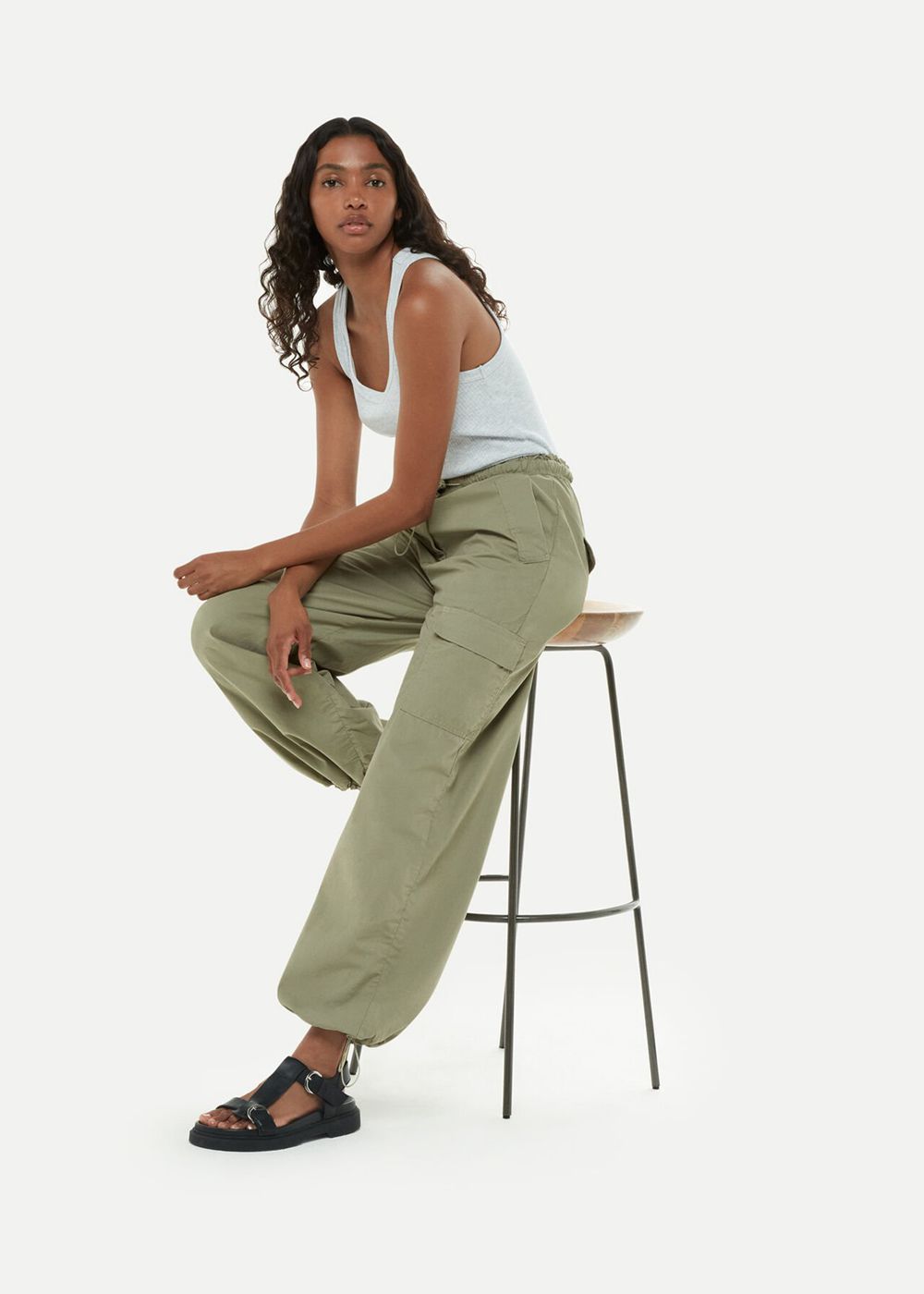 Whistles Pippa Parachute Pants Olive Green | US-94521NXCZ