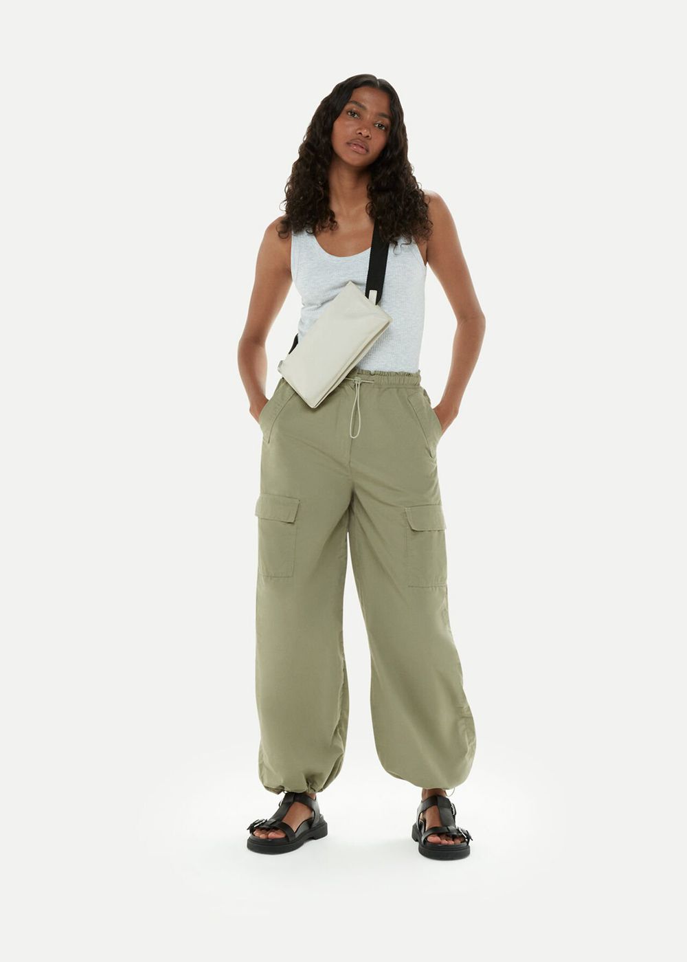 Whistles Pippa Parachute Pants Olive Green | US-94521NXCZ