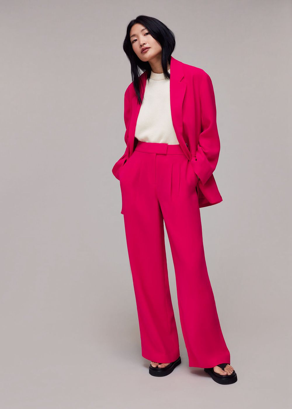 Whistles Pleat Front Fran Pants Pink | US-67803RFEZ