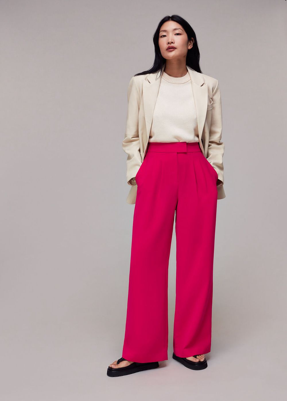 Whistles Pleat Front Fran Pants Pink | US-67803RFEZ