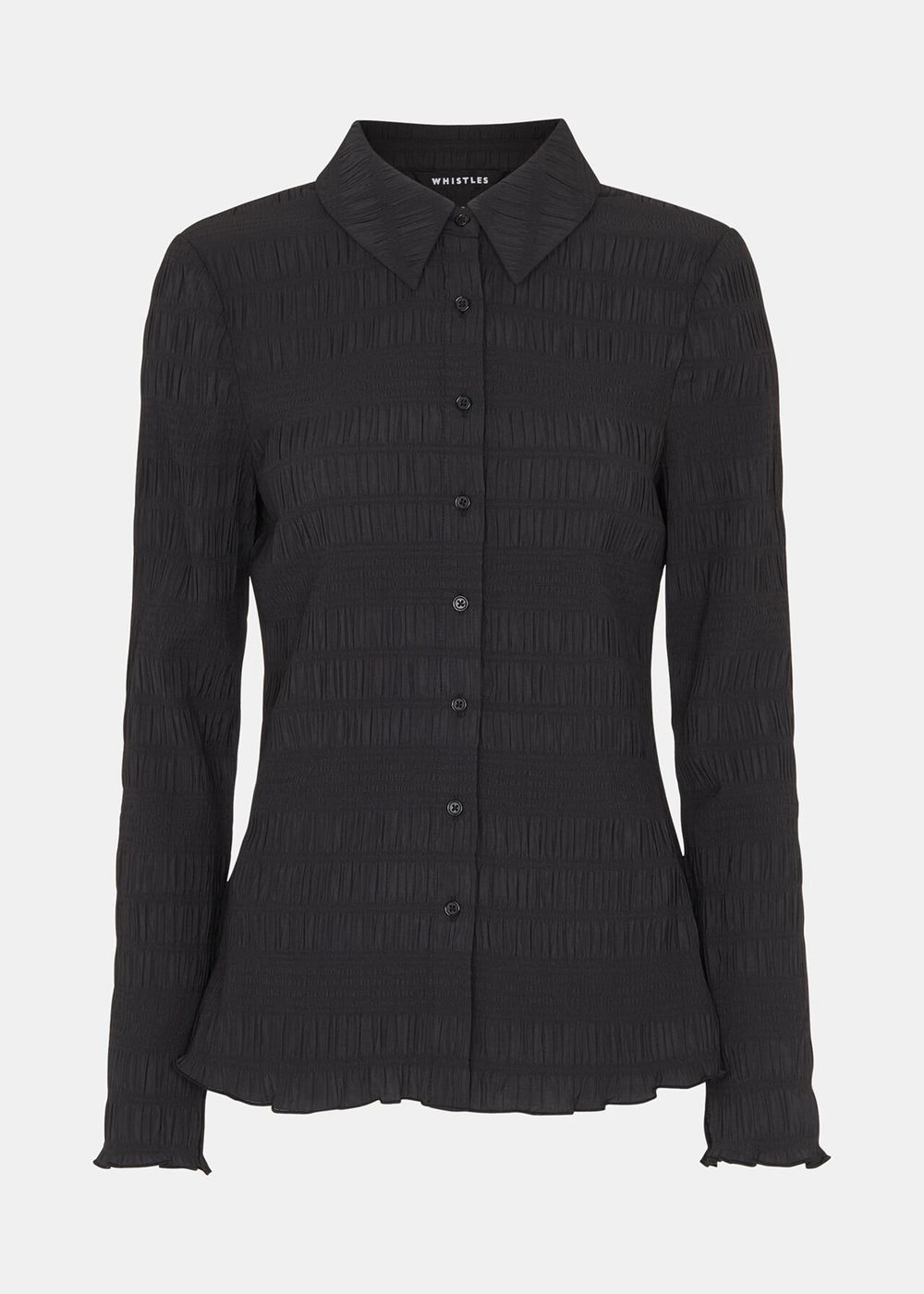 Whistles Plisse Button Front Shirts Black | US-30761EQDY